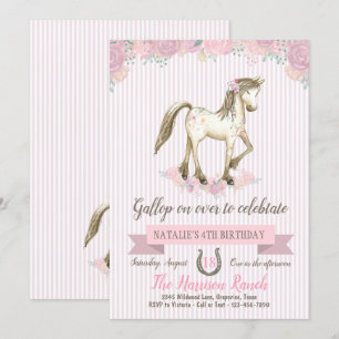 Cute Horse Birthday Party Invitation