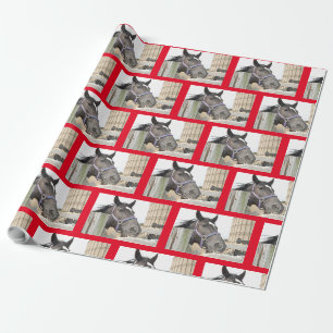 Cute Horse Chewing on a Fence Post Wrapping Paper