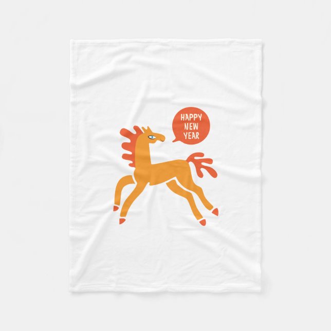 Cute Horse Chinese new year Fleece Blanket (Front)