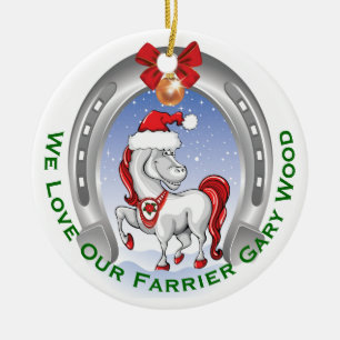 Cute Horse Christmas Gift for Farrier Ceramic Tree Decoration