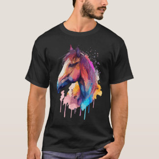 Cute Horse Colorful rainbow colored for equestrian T-Shirt