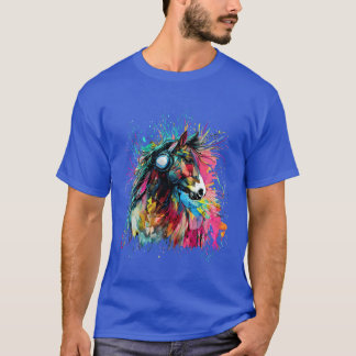 Cute Horse Colourful rainbow coloured for equestri T-Shirt