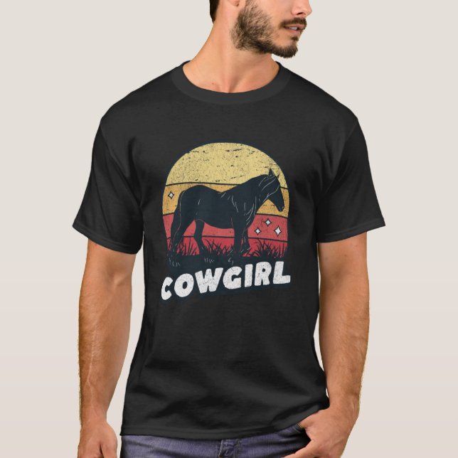 Cute Horse Cowgirl Western Horse Rider Trail Barre T-Shirt (Front)