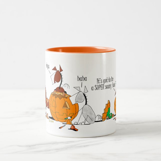 Cute Horse & Donkey Pumpkin Carving Cartoon Mug (Center)