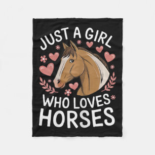 Cute Horse Girl Just A Girl Who Loves Horses Lover Fleece Blanket