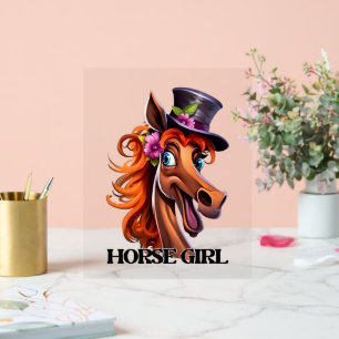 Cute horse girl word art  acrylic sign