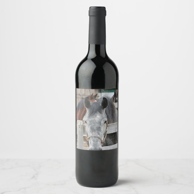 Cute Horse in a Barn Wine Label (Front)