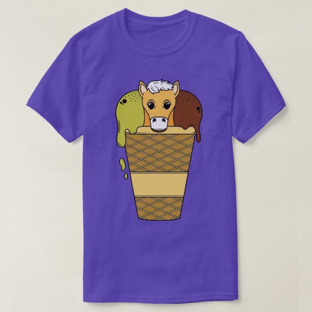 Cute horse in a mug with ice creme T-Shirt (Design Front)