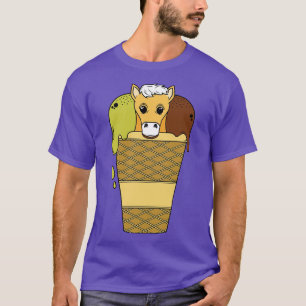Cute horse in a mug with ice creme T-Shirt