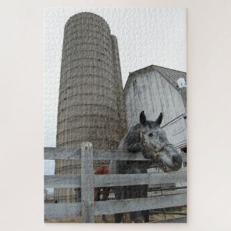 Cute Horse in Front of a Silo Jigsaw Puzzle