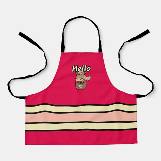 Cute horse in pocket apron (Front)