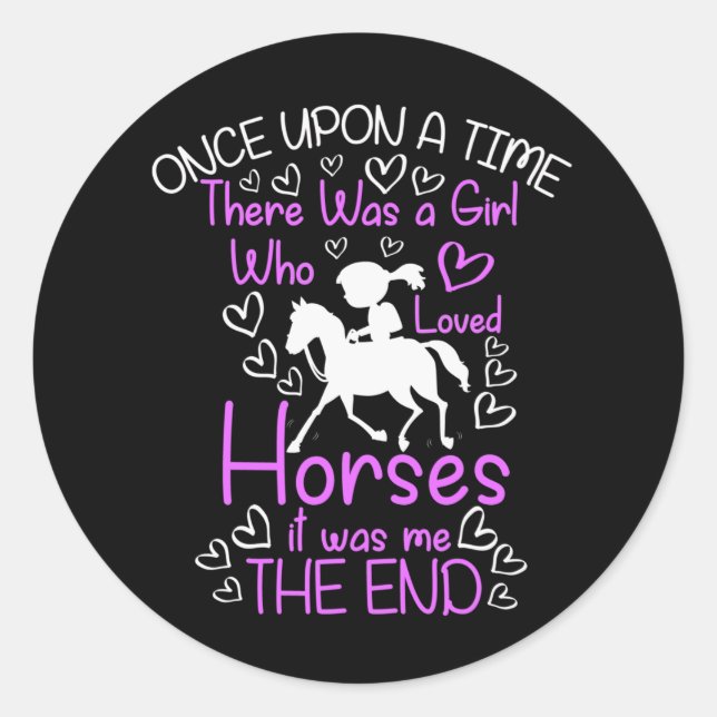 Cute Horse lover Girl Riding Cowgirl Classic Round Sticker (Front)