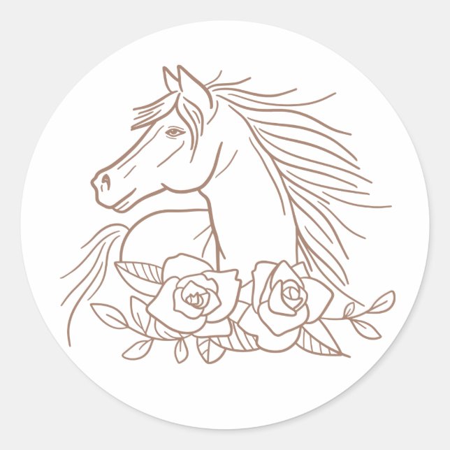 Cute Horse Lover Horses Pony Equestrian Western Classic Round Sticker (Front)
