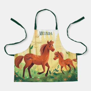 cute horse lovers add name kids apron