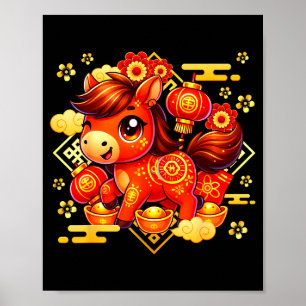 Cute Horse Lunar Chinese New Year 2026 Men Women K Poster