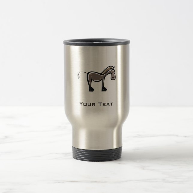 Cute Horse; Metal-look Travel Mug (Center)