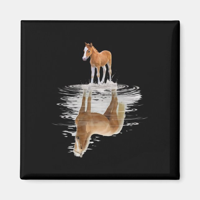 Cute Horse Mirror Water Horseback Riding Girls Hor Magnet (Front)