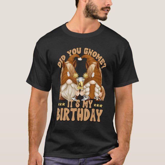 Cute Horse Mum And Dad Gnome Birthday Outfit For H T-Shirt (Front)
