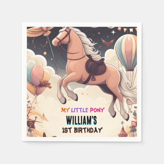 cute horse my little pony first 1st birthday napkin (Front)