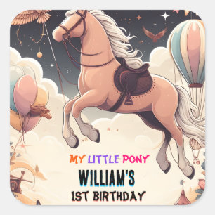 cute horse my little pony first 1st birthday square sticker