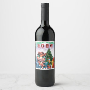 Cute Horse New Year's Eve Label