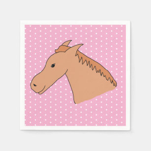 Cute Horse on Polkadot Background Paper Napkin
