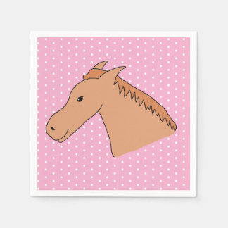 Cute Horse on Polkadot Background Paper Napkin