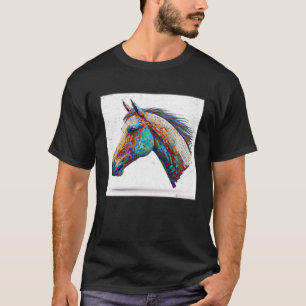 Cute Horse Paint Splatter Colourful Watercolor Wom T-Shirt