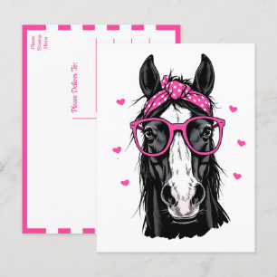 Cute Horse Pink Bandana Hello Thinking of You Love Postcard