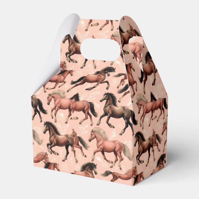 Cute Horse Pink Seamless Favour Box (Front Side)
