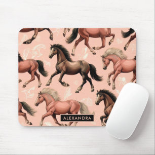 Cute Horse Pink Seamless Mouse Mat