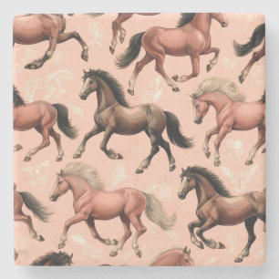 Cute Horse Pink Seamless Stone Coaster