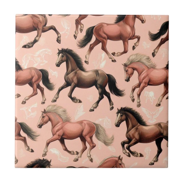Cute Horse Pink Seamless Tile (Front)
