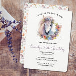 Cute Horse Pony Flowers Kids Birthday Party Invitation<br><div class="desc">This cute pony birthday party invitation is perfect for any child who loves horses and ponies! The whimsical watercolor design features a cute pony surrounded by vibrant flowers, creating a whimsical and playful vibe. The invitation is fully customisable with spaces for you to add the party details, including the date,...</div>