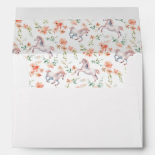 Cute Horse Pony Flowers Pattern Birthday Envelope