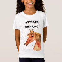 Cute horse ranch rider modern watercolor girl
