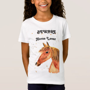 Cute horse ranch rider modern watercolor girl T-Shirt