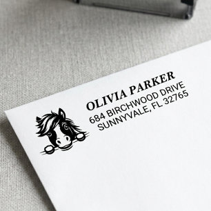 Cute Horse Return Address Custom Name Self-inking Stamp