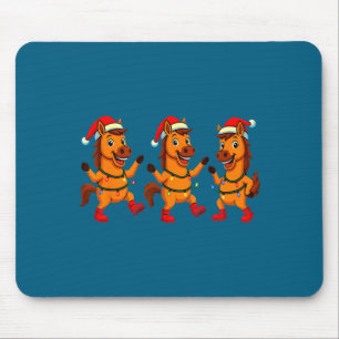 Cute Horse Santa Hat Dancing Lights Christmas Danc Mouse Mat