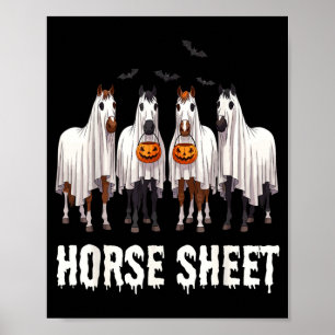Cute horse sheet ghost halloween costume spooky poster