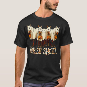 Cute Horse Sheet Ghost Horse Spooky Season Hallowe T-Shirt