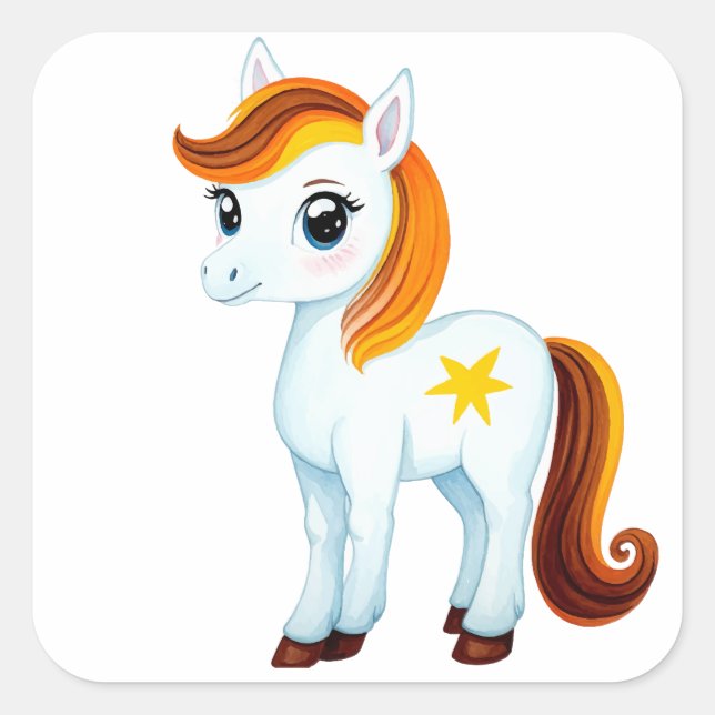 Cute Horse  Square Sticker (Front)