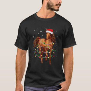 Cute Horse Tree Christmas Lights Funny Xmas Pajama T-Shirt