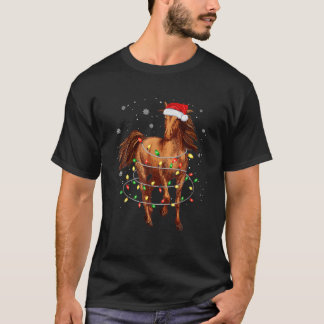 Cute Horse Tree Christmas Lights Funny Xmas Pajama T-Shirt