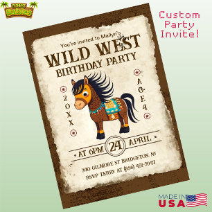Cute Horse Wild West Pony Birthday Party Invitatio Invitation