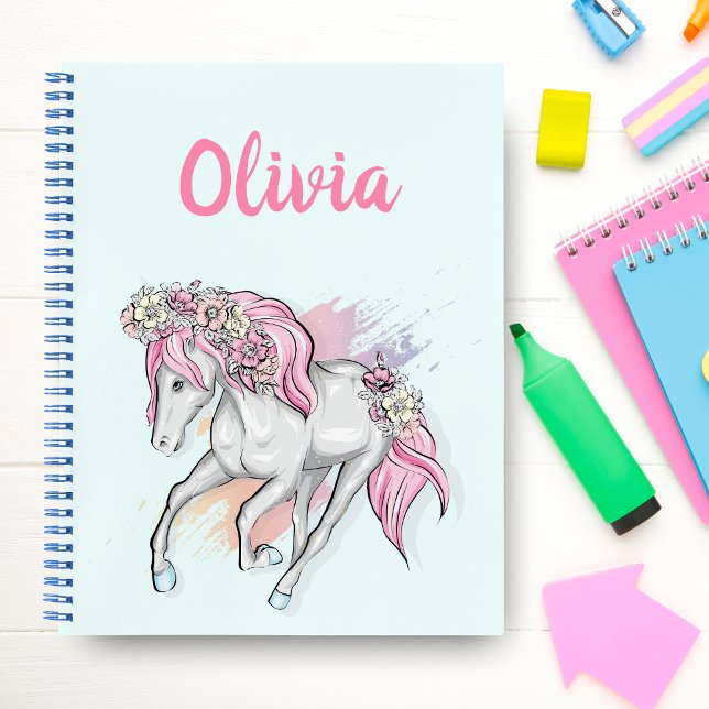 Cute Horse with Flowers Back to School Girls Notebook (Creator Uploaded)