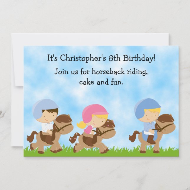 Cute Horseback Riding Birthday Invitation for Boys (Front)