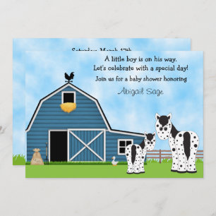 Cute Horses and Barn Boys Baby Shower Invitation