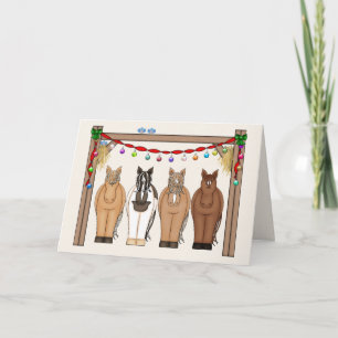 Cute Horses Happy Holidays Horse Herd Christmas Holiday Card