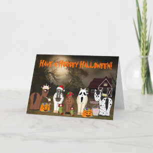 Cute Horses in Costumes Holiday Horse Halloween Card
